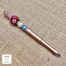 Load image into Gallery viewer, Maroon Floral Fabric Bead Pen
