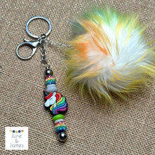Load image into Gallery viewer, OOAK Unicorn Puff Keychain
