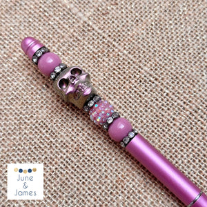 Black Opal Skull Pen - pink